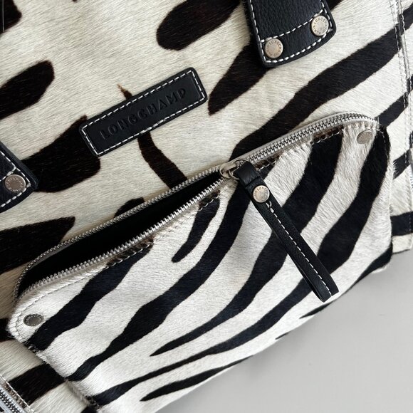 LONGCHAMP Zebra Pony Hair Leather Shoulder Bag – Rare Original - Picture 2 of 7